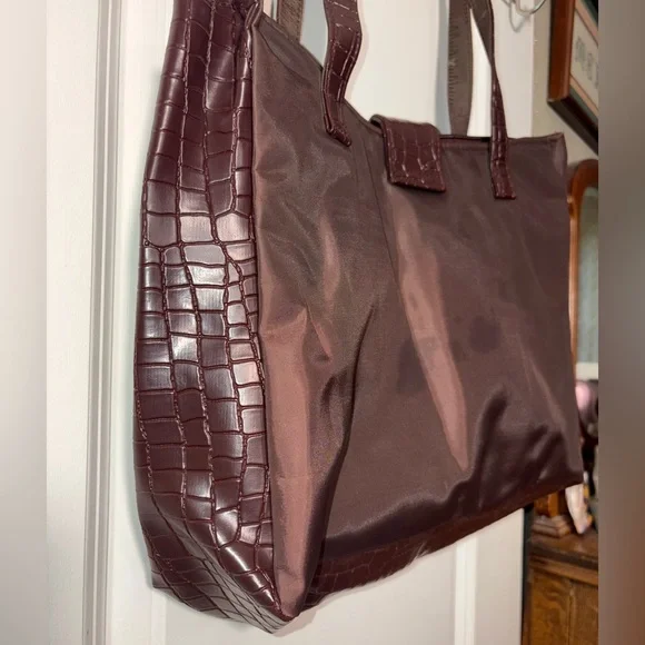 👜 Diane Von Furstenberg Brown Tote The Color Authority Croc Trim - Picture 4 of 9